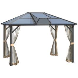 Outsunny - 12' x 10' Hardtop Polycarbonate Gazebo Canopy with Top Vent - Gray