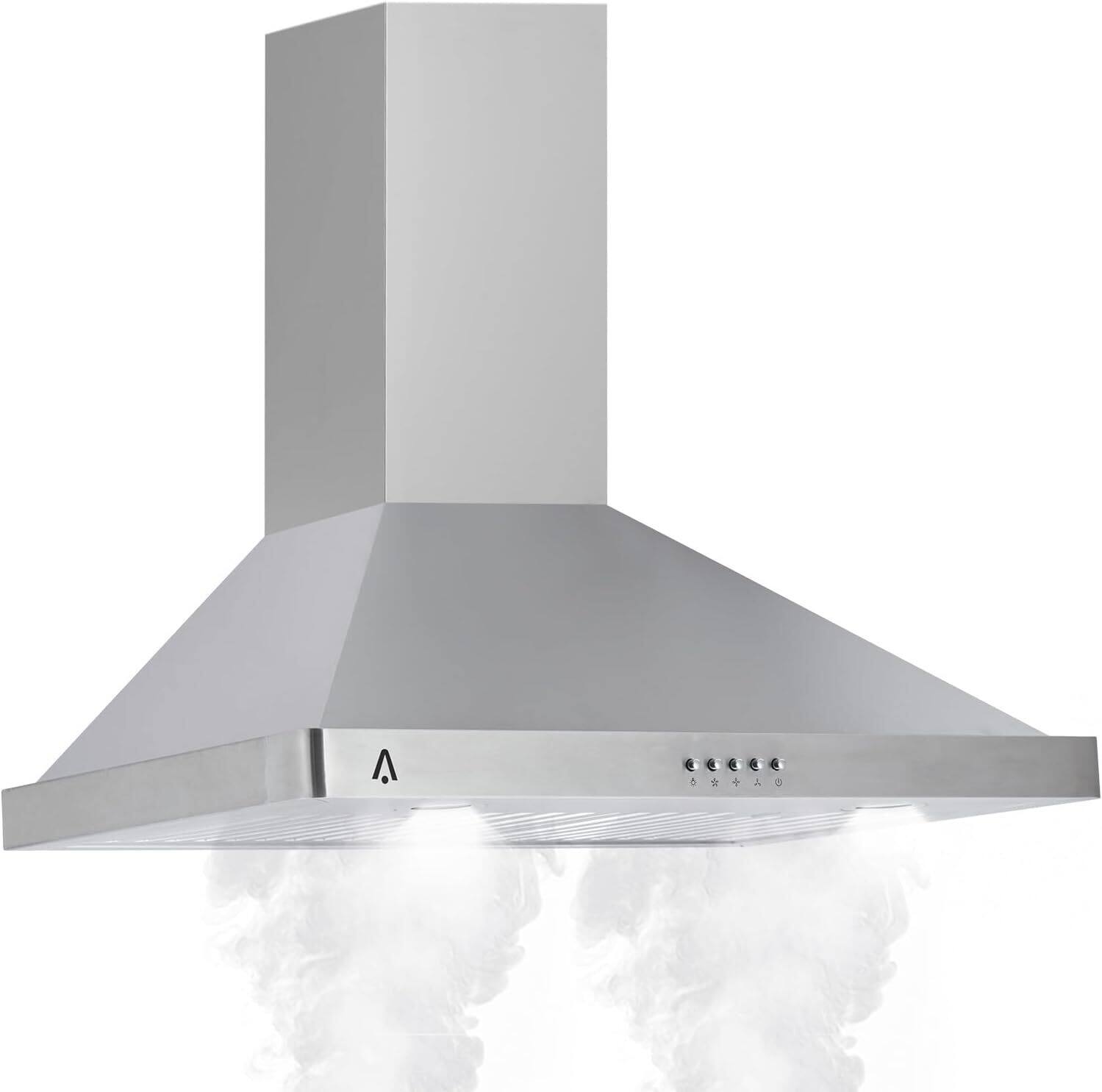 Front. Acekool - 30 Inch Wall Mount Range Hood with 400 CFM Ventilation for Kitchen - Silver.