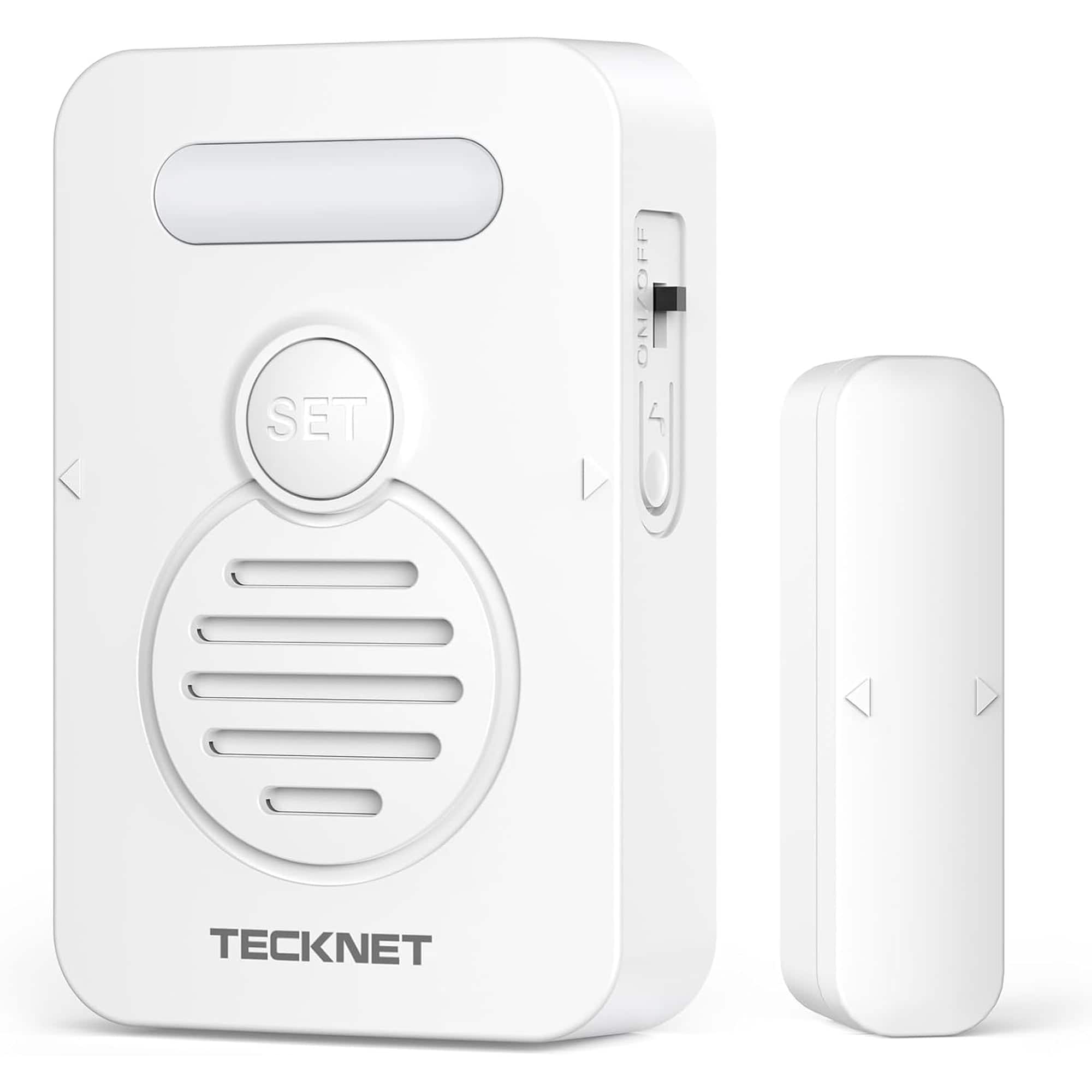 TECKNET - Door & Window Alarm for Kids Safety, Smart Voice Alert, 4-Level Volume, Fridge/Pool Sensor, Home Security