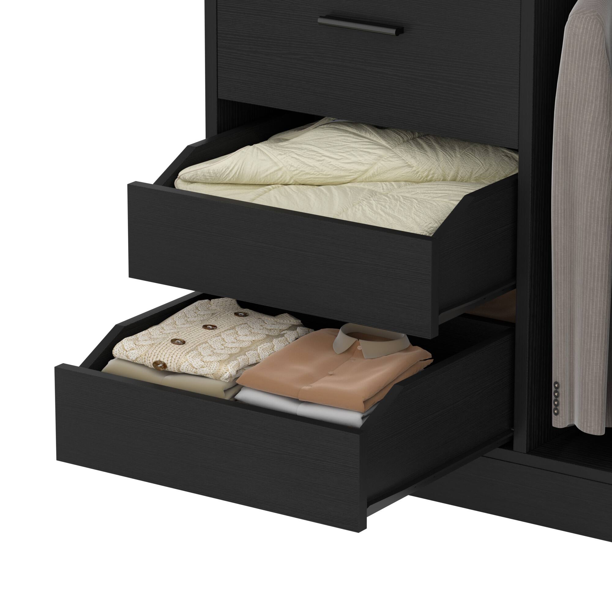 Alt View 3. Aheaplus - 72"2-Piece Walk-in Closet Organizer System with 6 Drawers, Hanging Rods & Adjustable Shelves for Bedroom - Black.