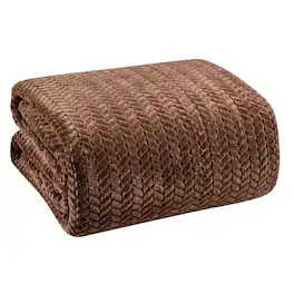 Noble House - Plazatex Chevron Braided Stylish Soft Comfortable and Lightweight All Seasons Blanket King Choclate - Chocolate