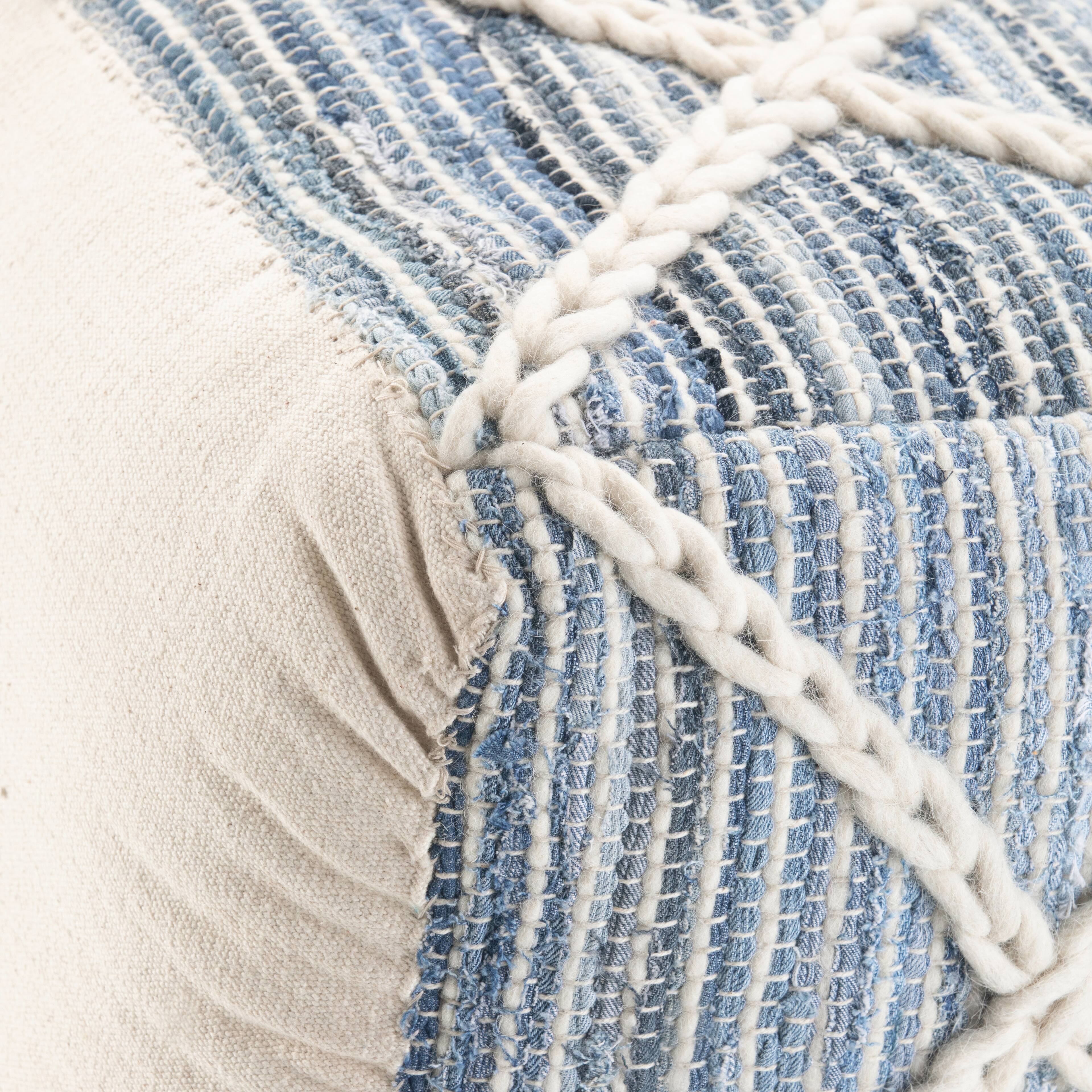 Alt View 12. Simpli Home - Cowan Square Pouf - Blue, Natural.