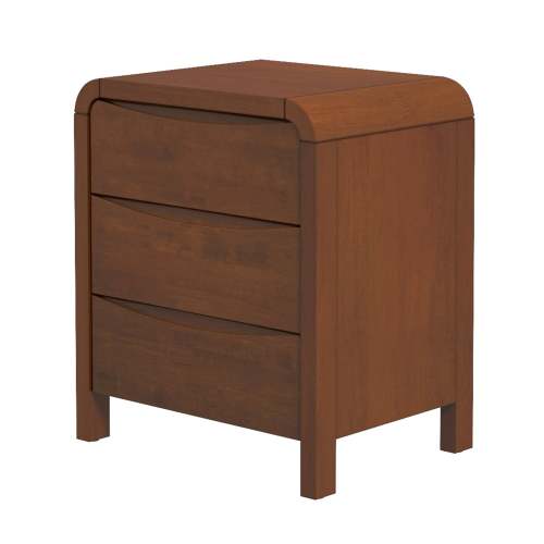 Alt View 1. LUCKY ONE - 23.6" Assembled Mid Century Nightstand 3-Drawer Solid Wood Bedside Table - Brown.