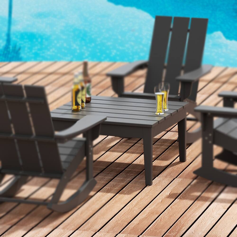 Angle. WestinTrends - WestinTrends Ashore Outdoor Patio Modern Adirondack Conversation Table - Gray.
