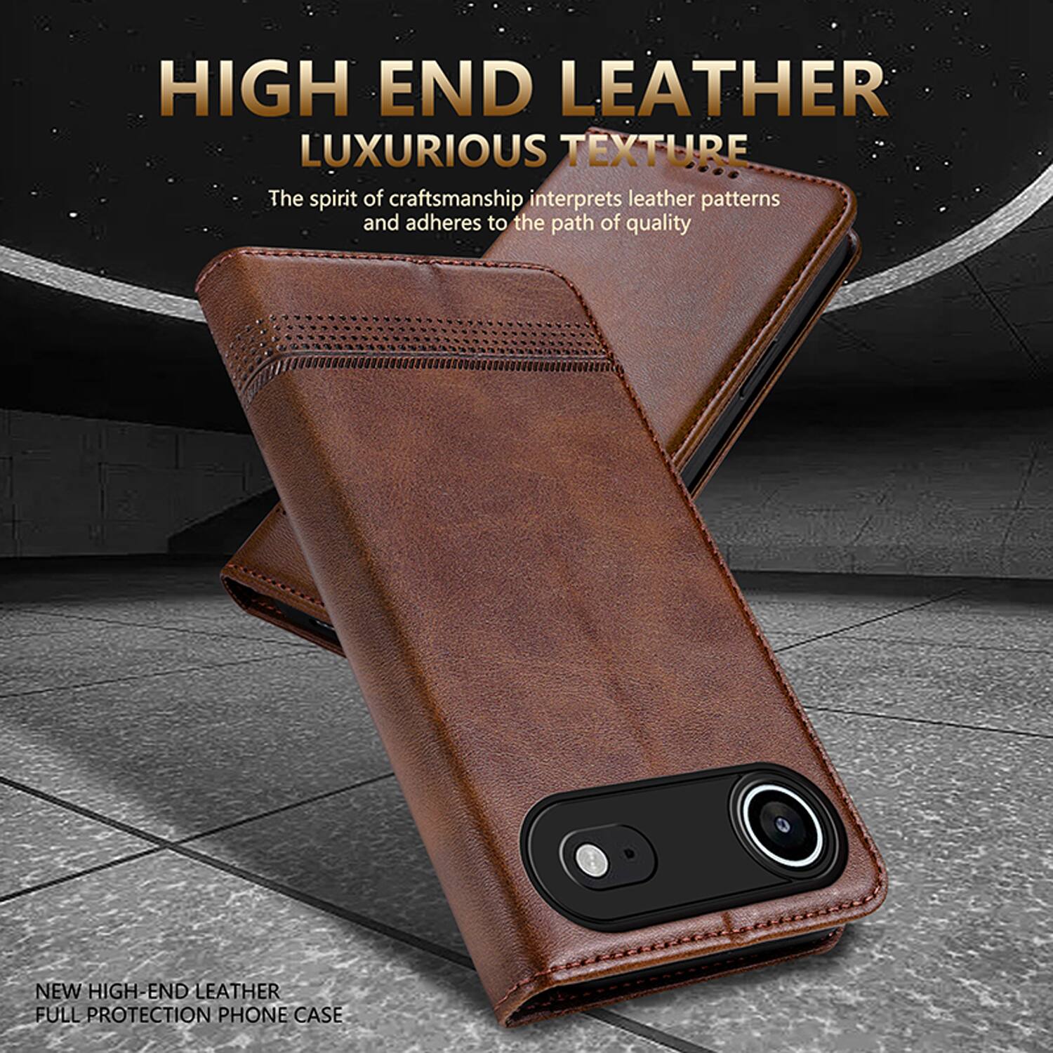 HIGH END LEATHER  
LUXURIOUS TEXTURE  
The spirit of craftsmanship interprets leather patterns and adheres to the path of quality  

NEW HIGH-END LEATHER FULL PROTECTION PHONE CASE