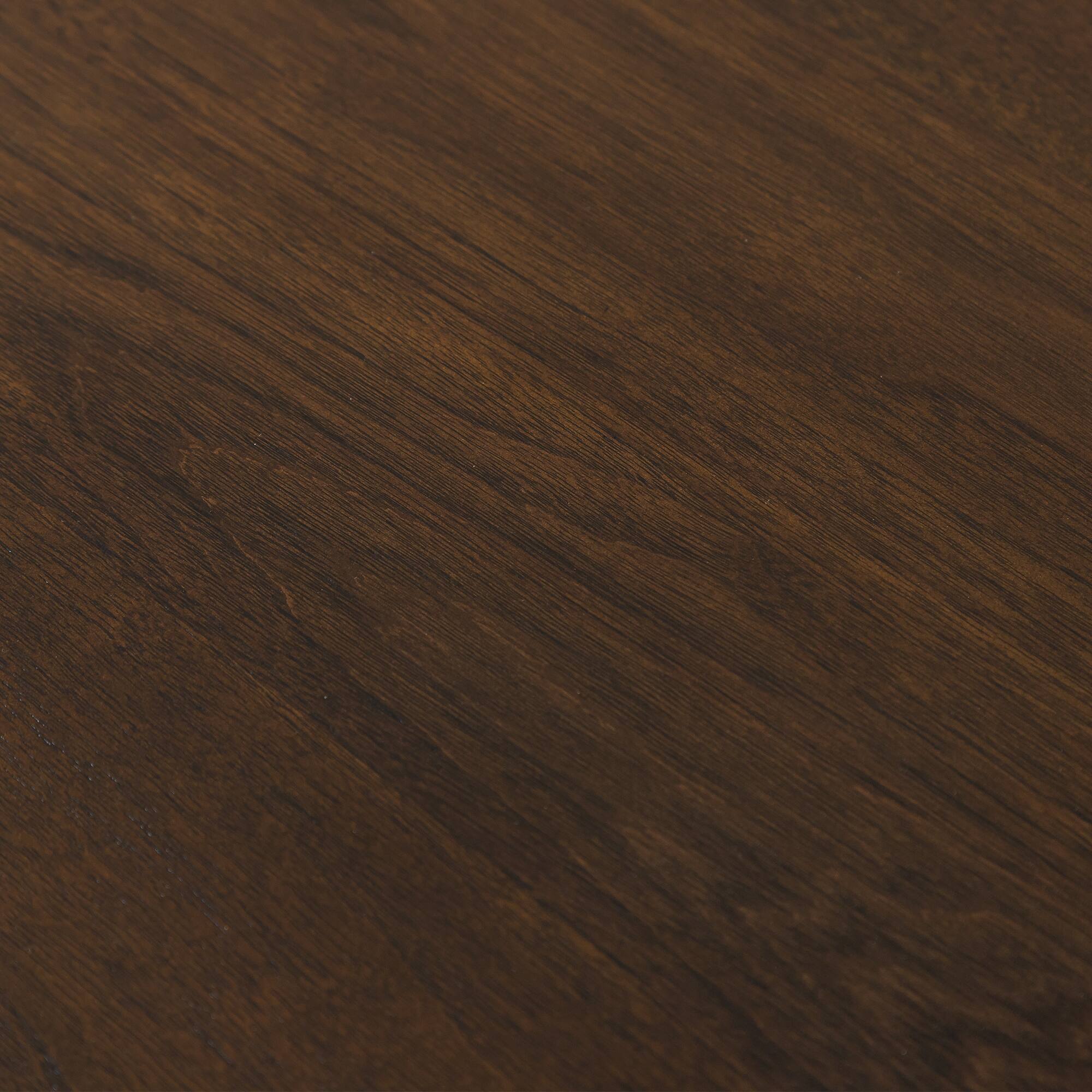 Alt View 2. PexFix - Minimalist Farmhouse Solid Oak Dining Table, 46" Round with Tapered Pedestal Base for 4 - WALNUT.