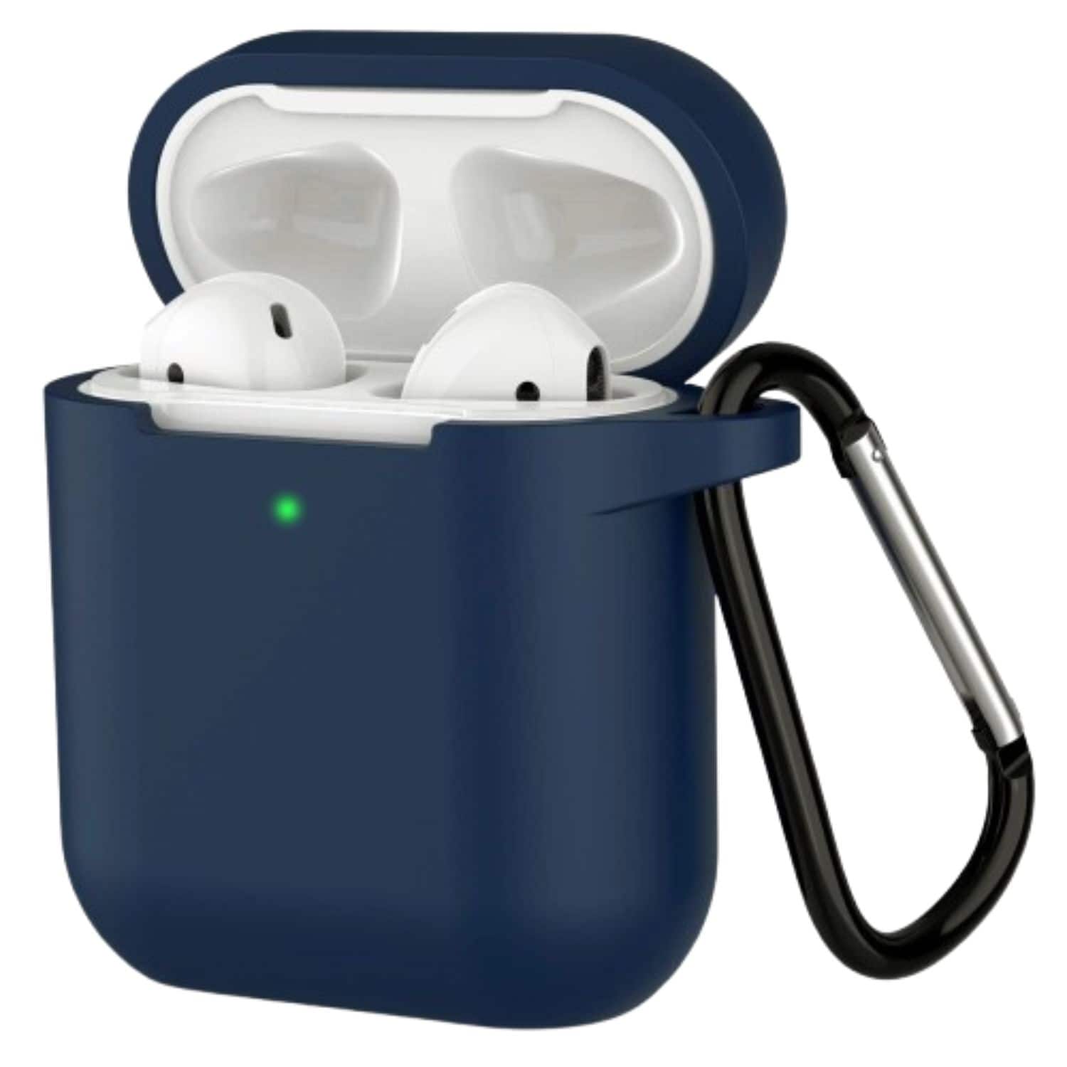 Home Collection - Navy Blue Shockproof Silicone Protective Case with Keychain for Apple AirPods 1 & 2 – Full Cover Protection