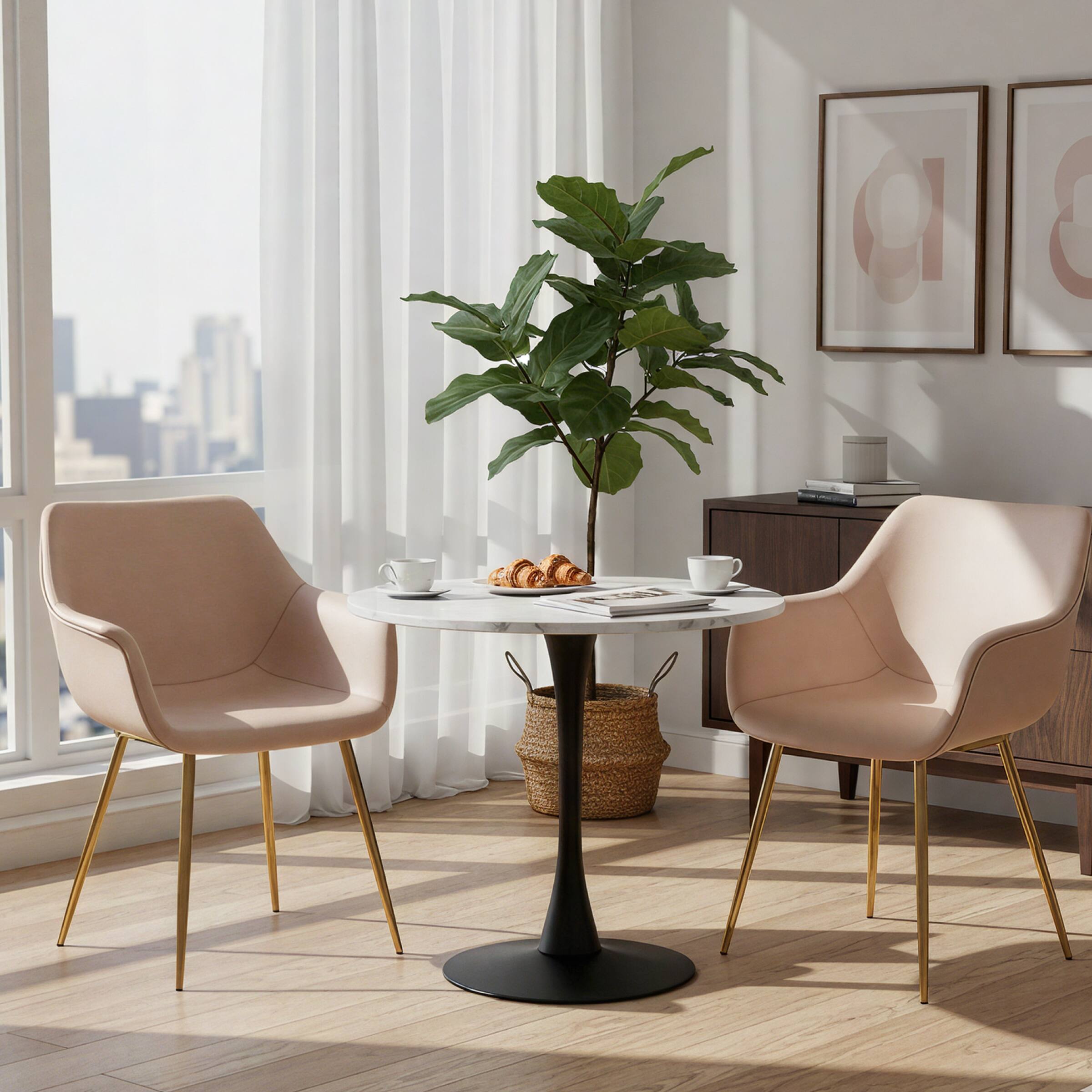 Angle. LeisureMod - Markley 2-PCS Ergonomic Upholstered Leather Dining Chair - Modern Mid Century Industrial Kitchen Accent Chair - Taupe.