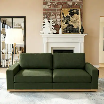 Front. Dyonery - Dyonery 86" Modern Single Sofa ,Deep Seat Modular Sofa Couch,Solid Wood Frame,Spring Cushions,Easy Assembly,Green - Green.