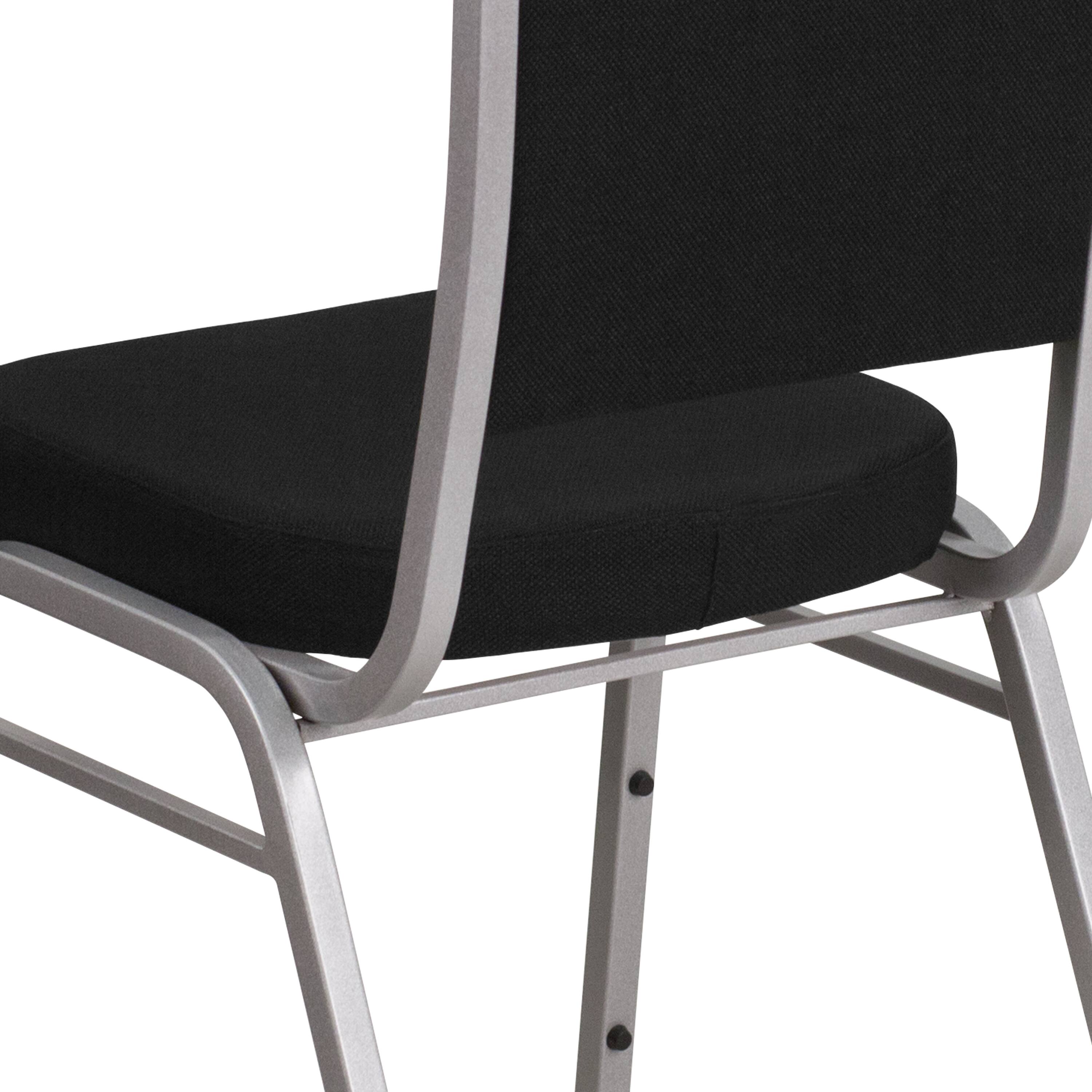 Alt View 9. Emma + Oliver - 4 Pack Crown Back Stacking Banquet Chair - Black Fabric/Silver Frame.