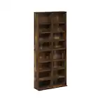 Front. Furinno - JAYA 16-Shelf Multimedia Media Storage Tower Rack with Adjustable Shelves - Amber Pine.