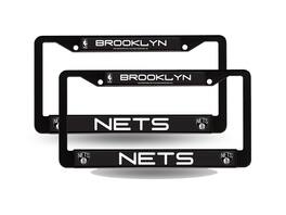 Rico Industries - Brooklyn Nets NBA Black Metal License Plate Frame - Set of 2 Frames - Multi