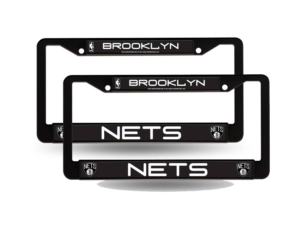 Brooklyn Nets NBA Black Metal License Plate Frame - Set of 2 Frames