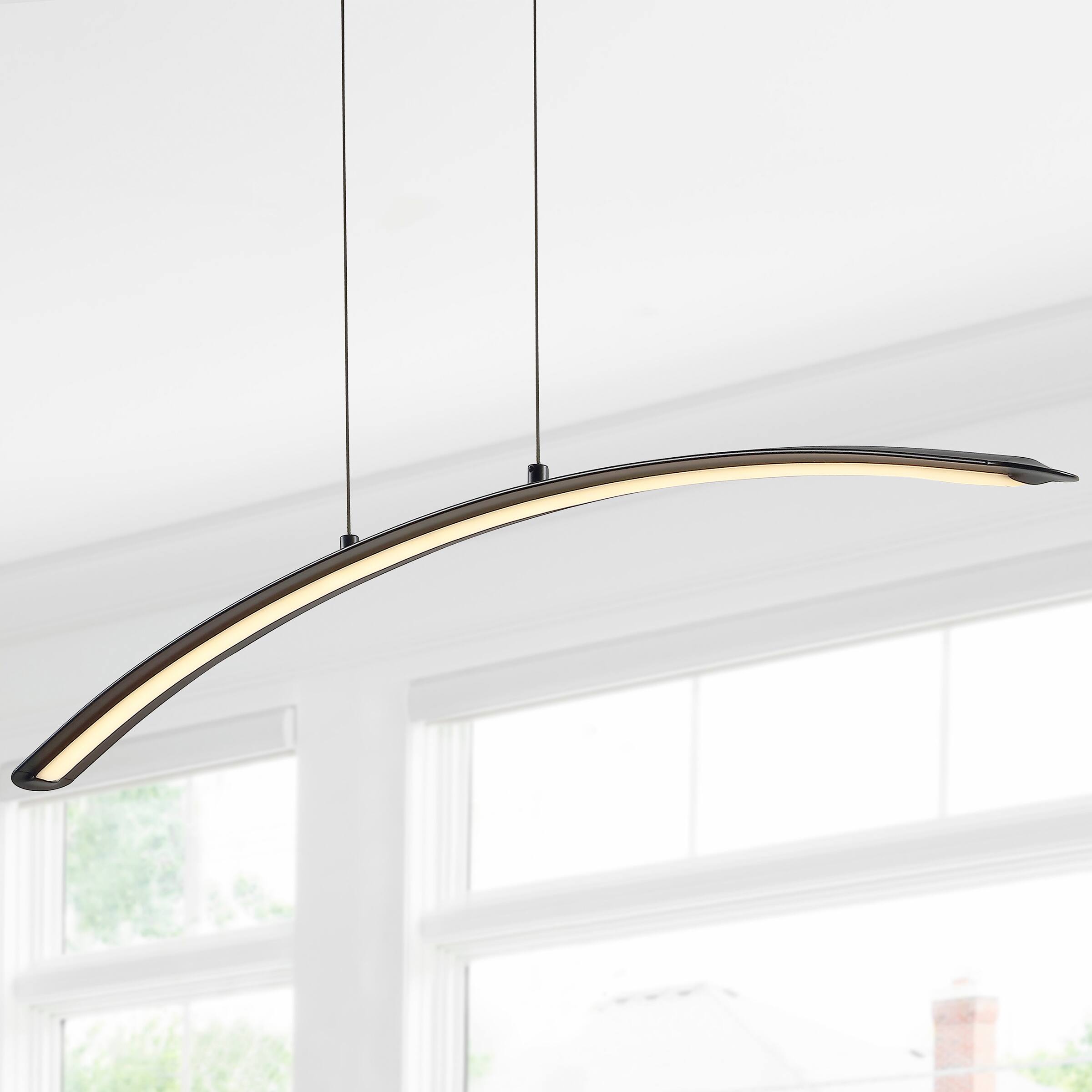 Alt View 1. Jonathan Y - Roxanna 41.5" Dimmable Adjustable Integrated LED Metal Linear Pendant, Black - Black.
