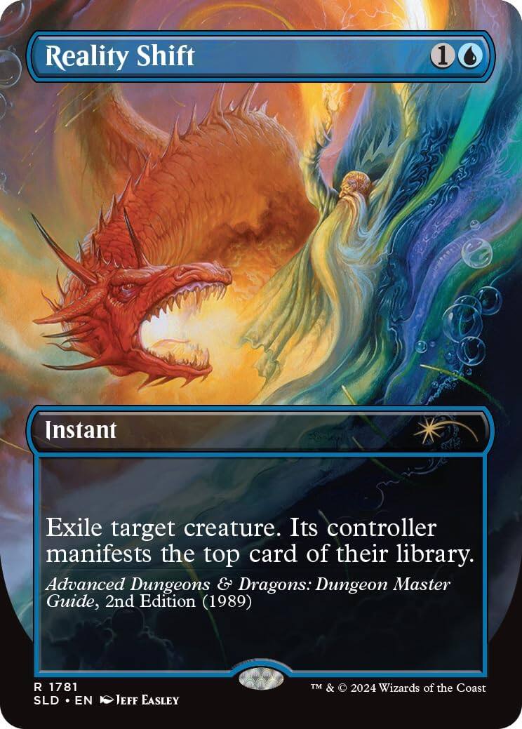 Reality Shift  
Instant  
Exile target creature. Its controller manifests the top card of their library.  
Advanced Dungeons & Dragons: Dungeon Master Guide, 2nd Edition (1989)  
R 1781 SLD EN JEFF EASLEY  
TM & © 2024 Wizards of the Coast