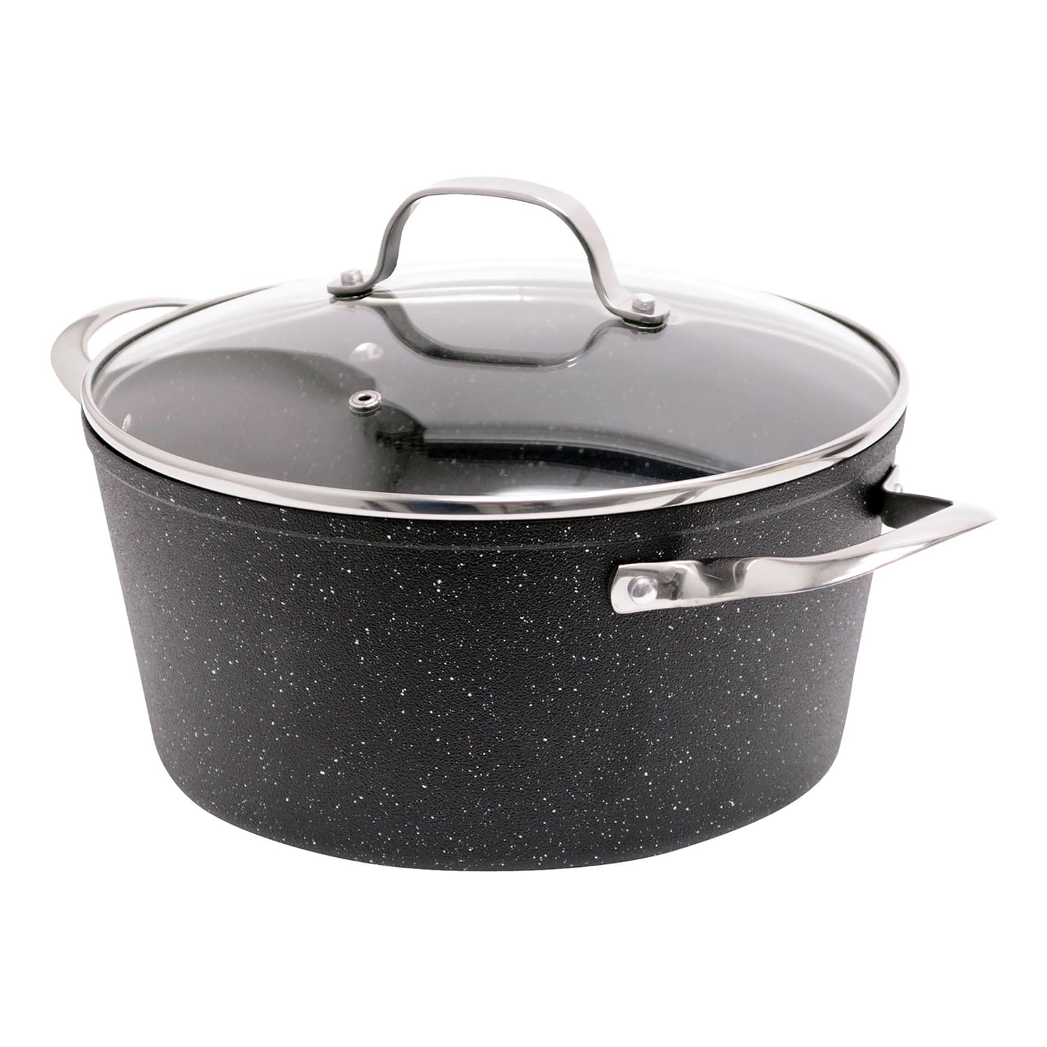 THE ROCK by Starfrit - 060317-002-0000 6-quart Stockpot/casserole With Glass Lid & Stainless Steel Handles - Black