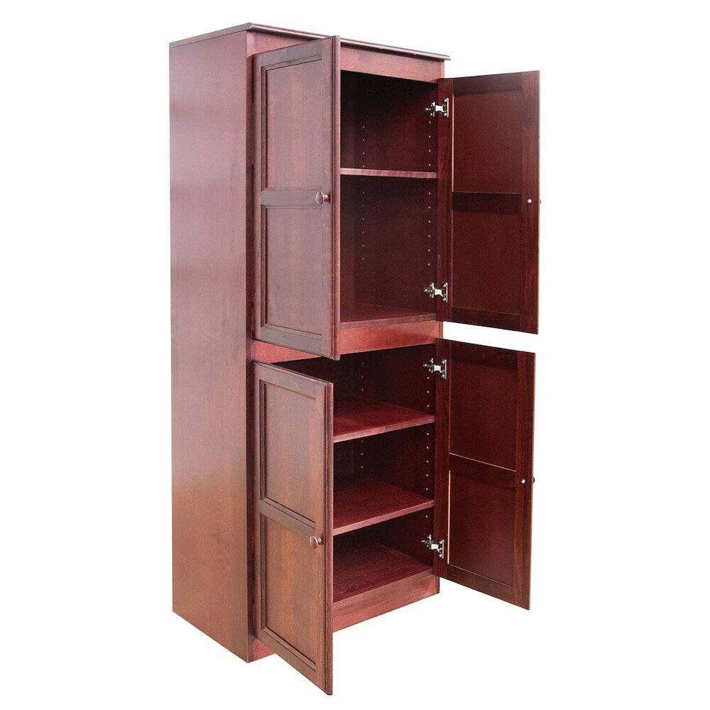 Back. Concepts in Wood - Multi use Storage Cabinet 5 Shelves Cherry Finish - Red.