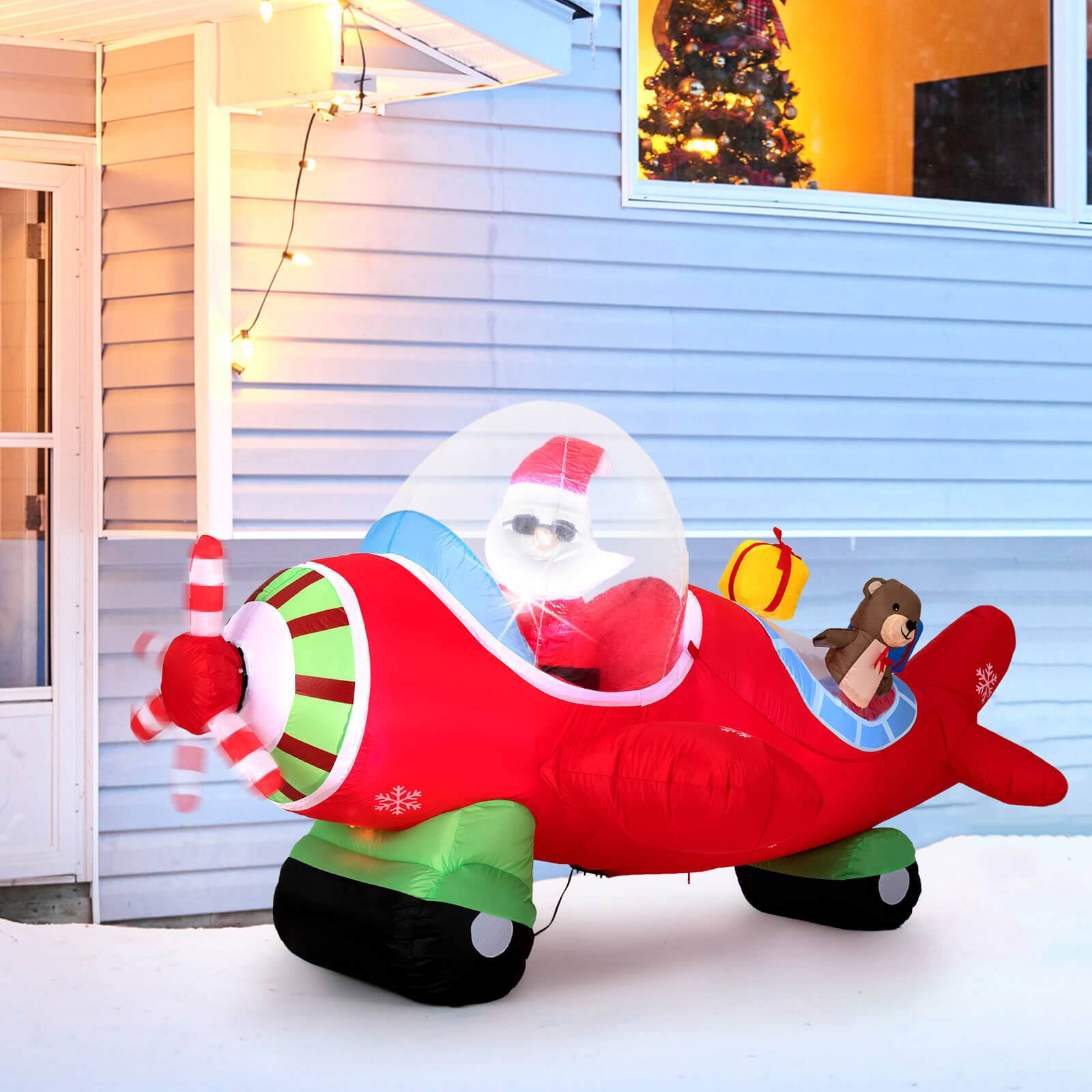 Alt View 4. Costway - Costway 7.2 FT Christmas Inflatables Airplane with Gift Boxes and Built-in LED Lights - Multicolor.