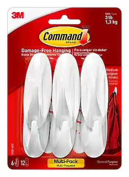 Command - Medium Decorative Hooks, 3 lb., 6/Pack - White