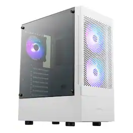 GAMDIAS - TALOS E3 MESH White ATX PC Case 3 ARGB fans Tempered Glass Side Panel, 5v 3-pin ARGB, fits GPU 300mm - White