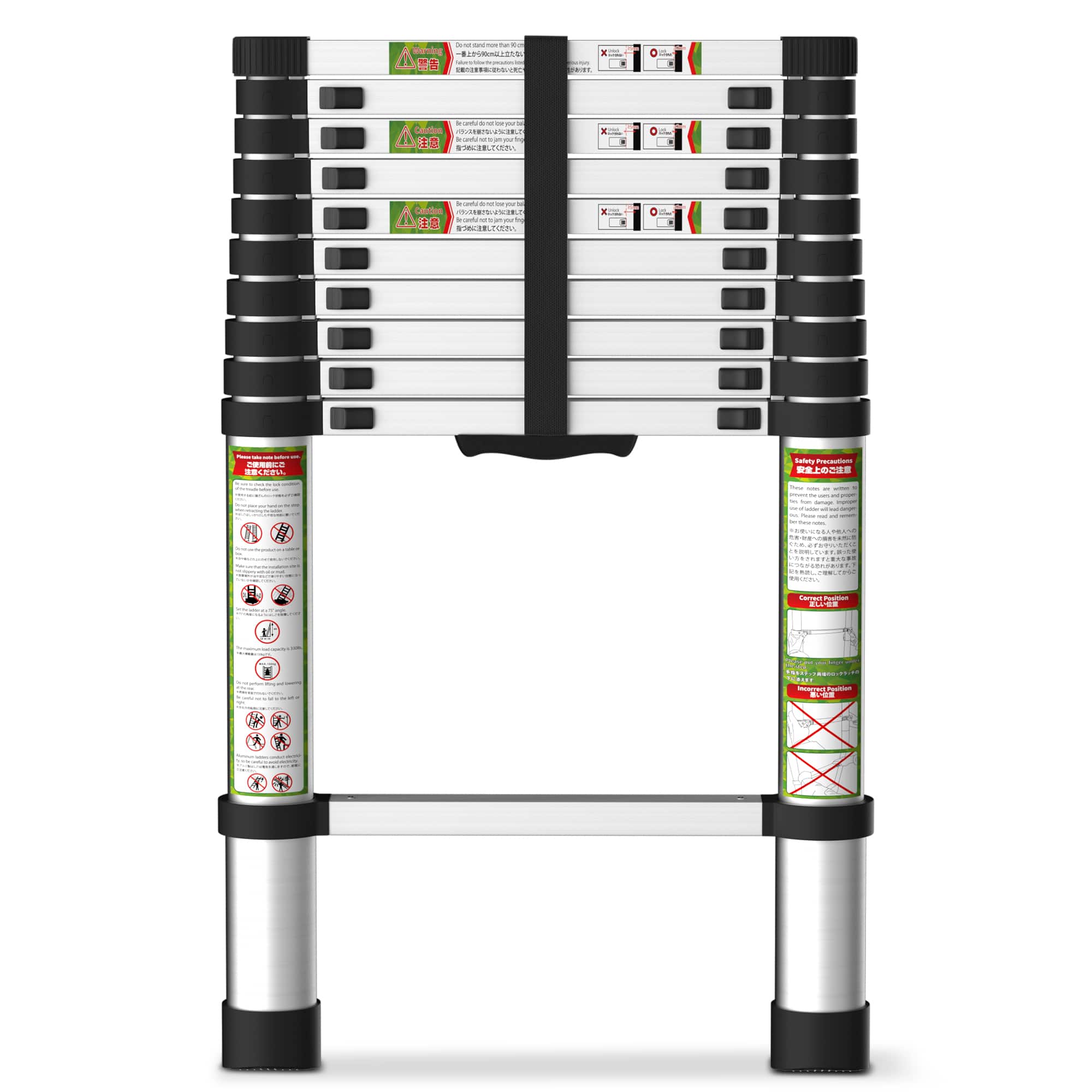 Brick Attic - 10.5FT Aluminum Telescoping Ladder with Non-Slip Feet, Portable Extension Ladder for Outdoor Working, 330lb Capacity - Silver