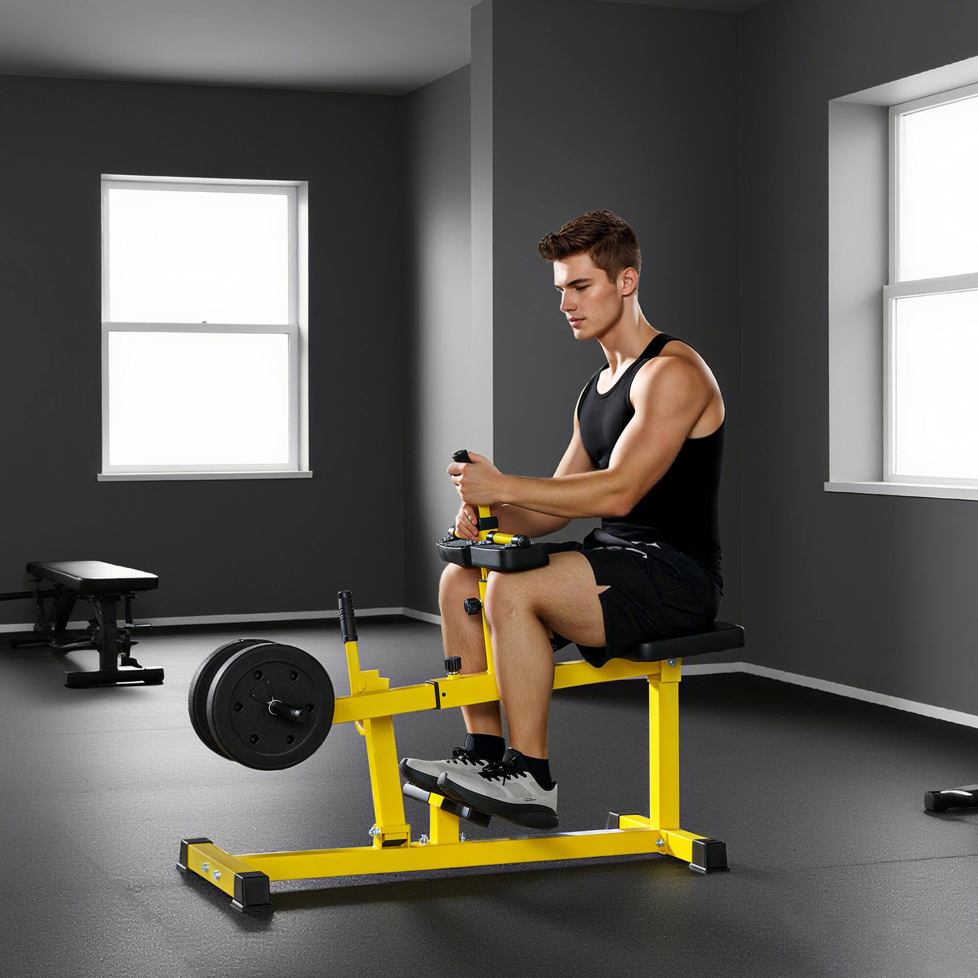 Alt View 1. Soozier - Seated Calf Raise Machine, Adjustable Calf Machine Leg Machine, for Home Gym Calf, Waist, Arm Training - Yellow.