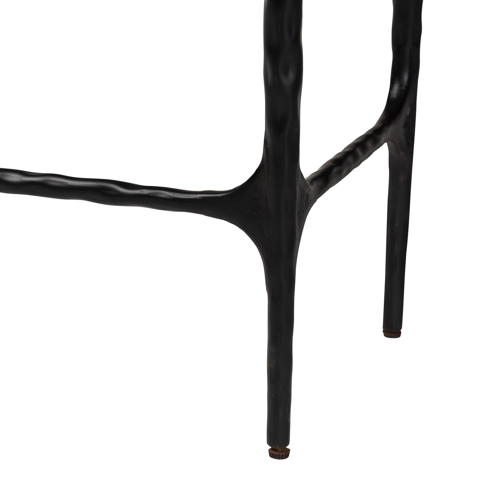 Alt View 1. Baxton Studio - Edsel Marble Console Table - Modern Rustic Accent Table with Hand-Forged Metal Frame, Rectangle - Marble White/Black.