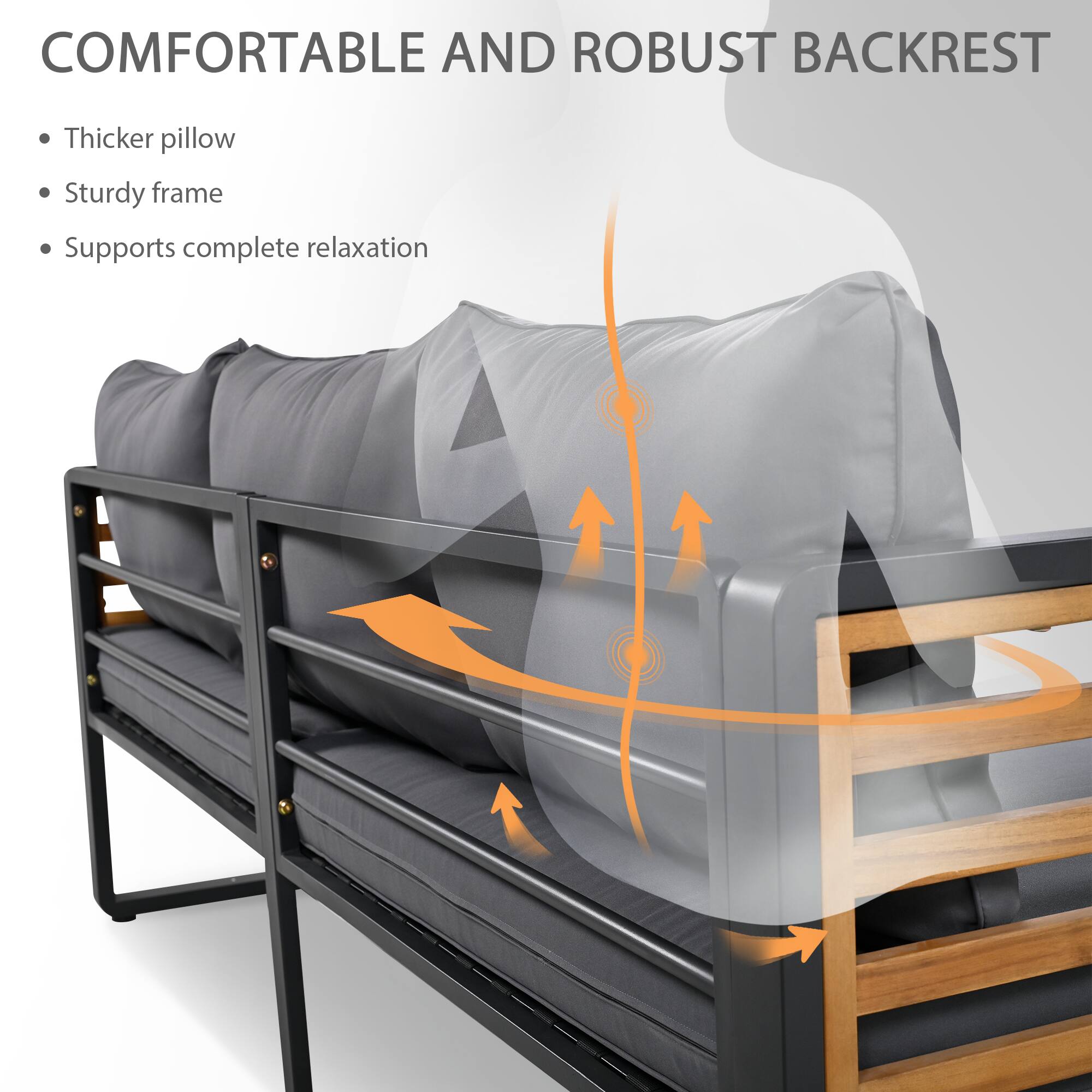 COMFORTABLE AND ROBUST BACKREST

- Thicker pillow
- Sturdy frame
- Supports complete relaxation