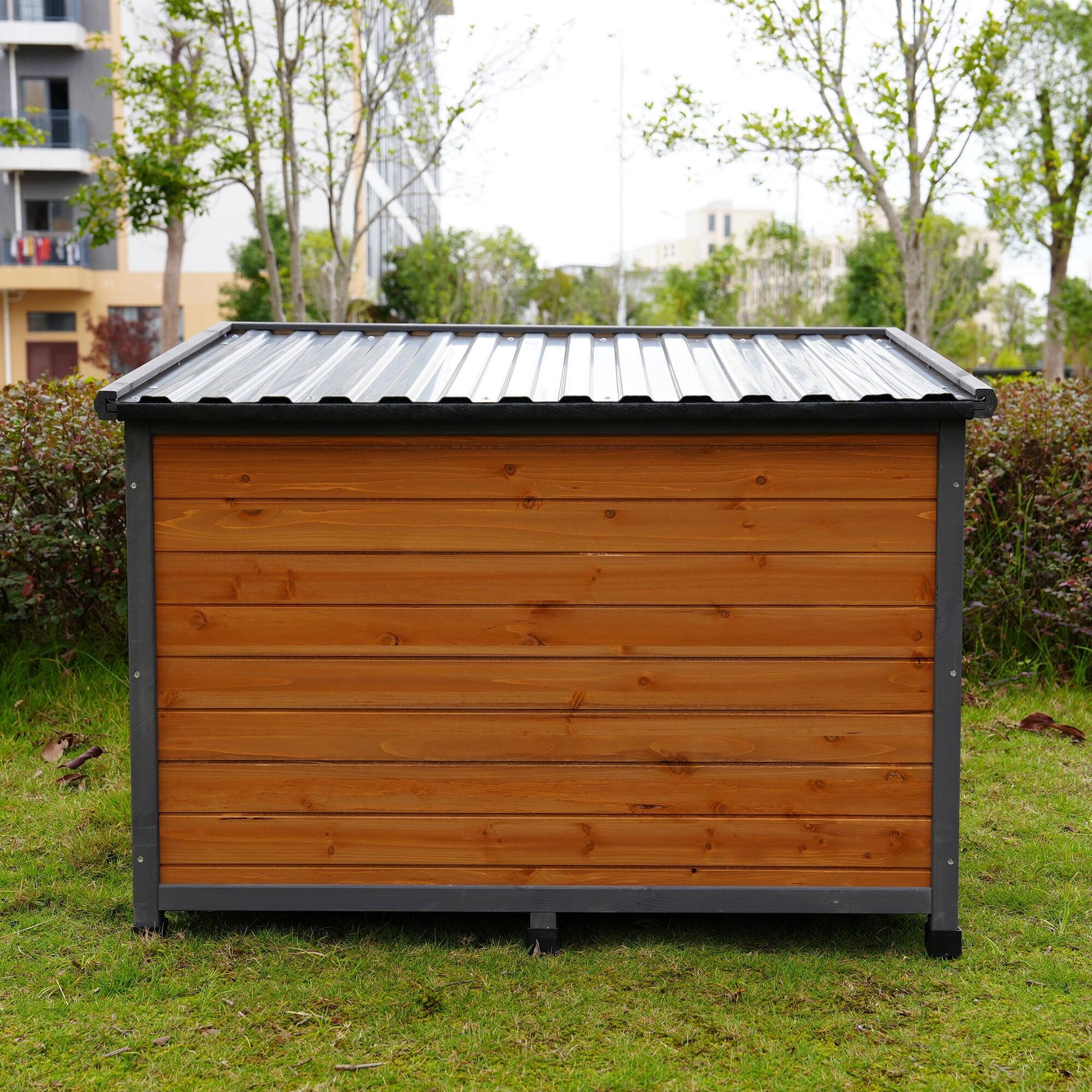Alt View 3. Pefilos - 44" Wooden Dog Houses Durable Large Cat House for Small Pet House with Waterproof PVC Plastic Roof.