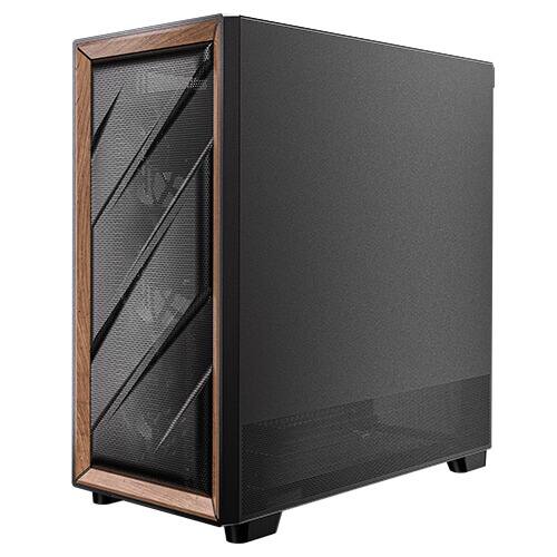 Left. Antec - Antec FLUX Wood, 5 PWM Fans, Walnut Front, Type-C, 420mm Radiator, Back Connect, Up to 9 Fans, Mid-Tower E-ATX Case - Walnut.