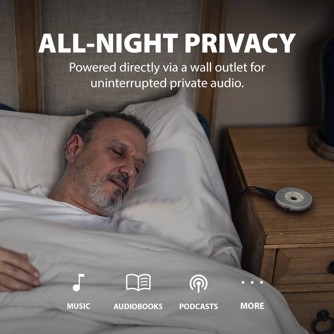 Angle. Avantree - Slumber - Pillow Speaker for Sleeping, Private Audio with Built-in White Noise, Bluetooth & AUX Support, Volume Control.