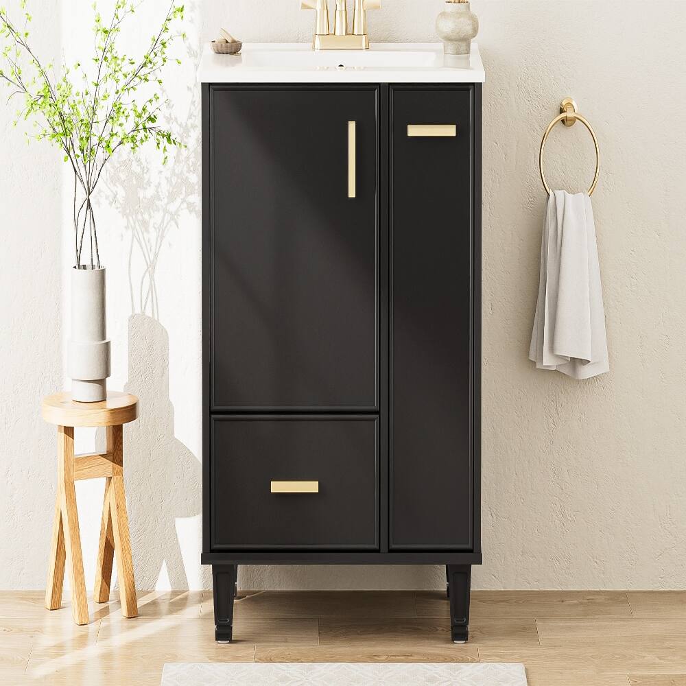 Alt View 2. Loheer - Loheer 24 inch black bathroom vanity with sink Freestanding Cabinet - Black.