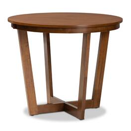 Baxton Studio - Alayna Modern and Contemporary Finished 35-Inch-Wide Round Wood Dining Table - Walnut