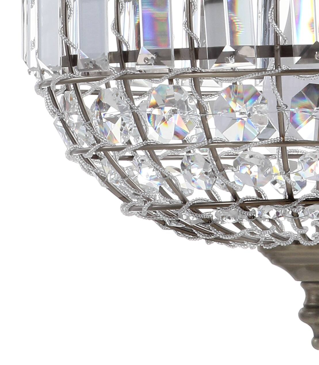 Alt View 4. Jonathan Y - Georgina 12" Crystal/Metal LED Pendant, Antique Brass - Antique Brass/Clear.
