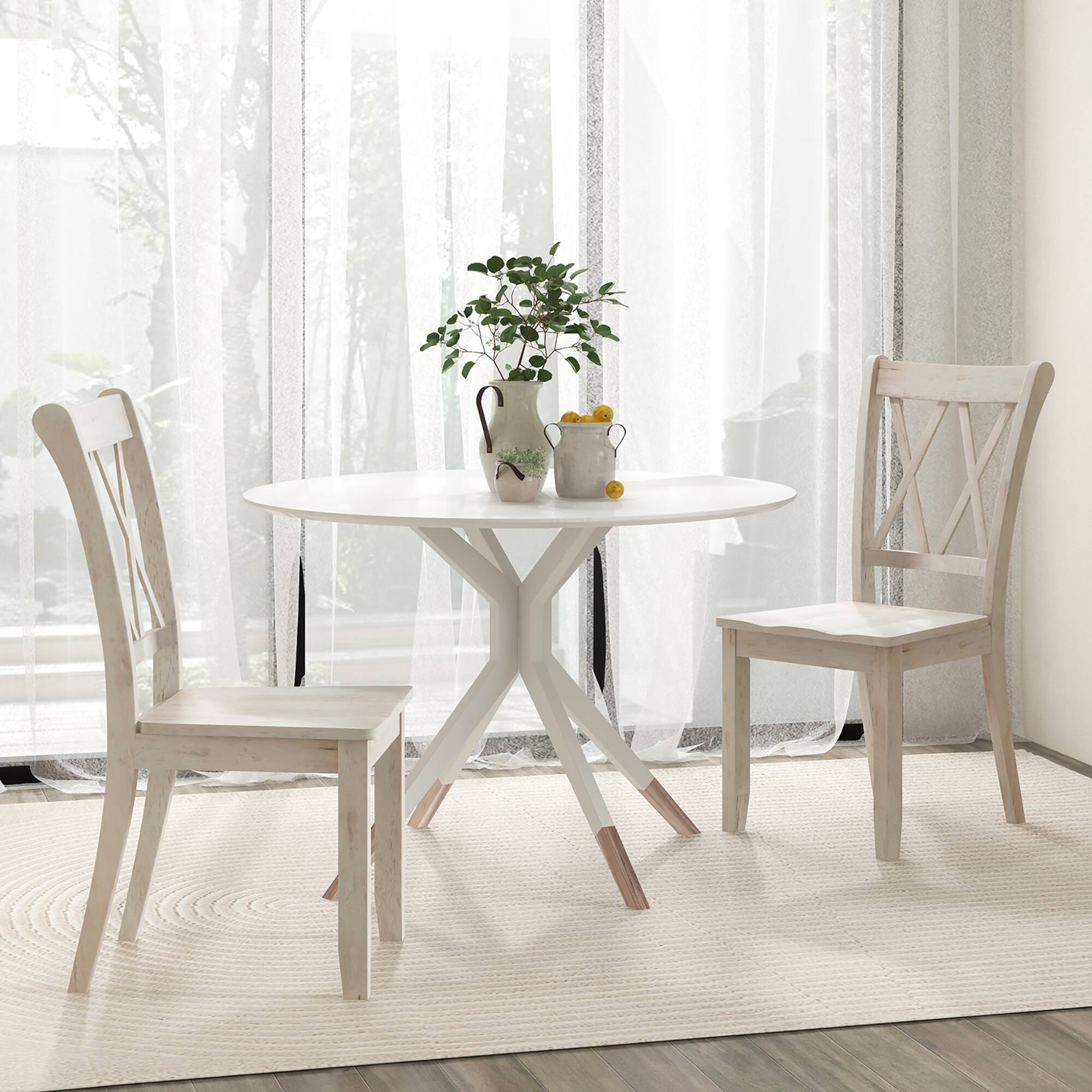 Alt View 4. Gymax - Gymax Solid Wood Dining Chair Set of 4 Armless Kitchen Chairs w/ Rubber Wood Frame Cross Back - White.