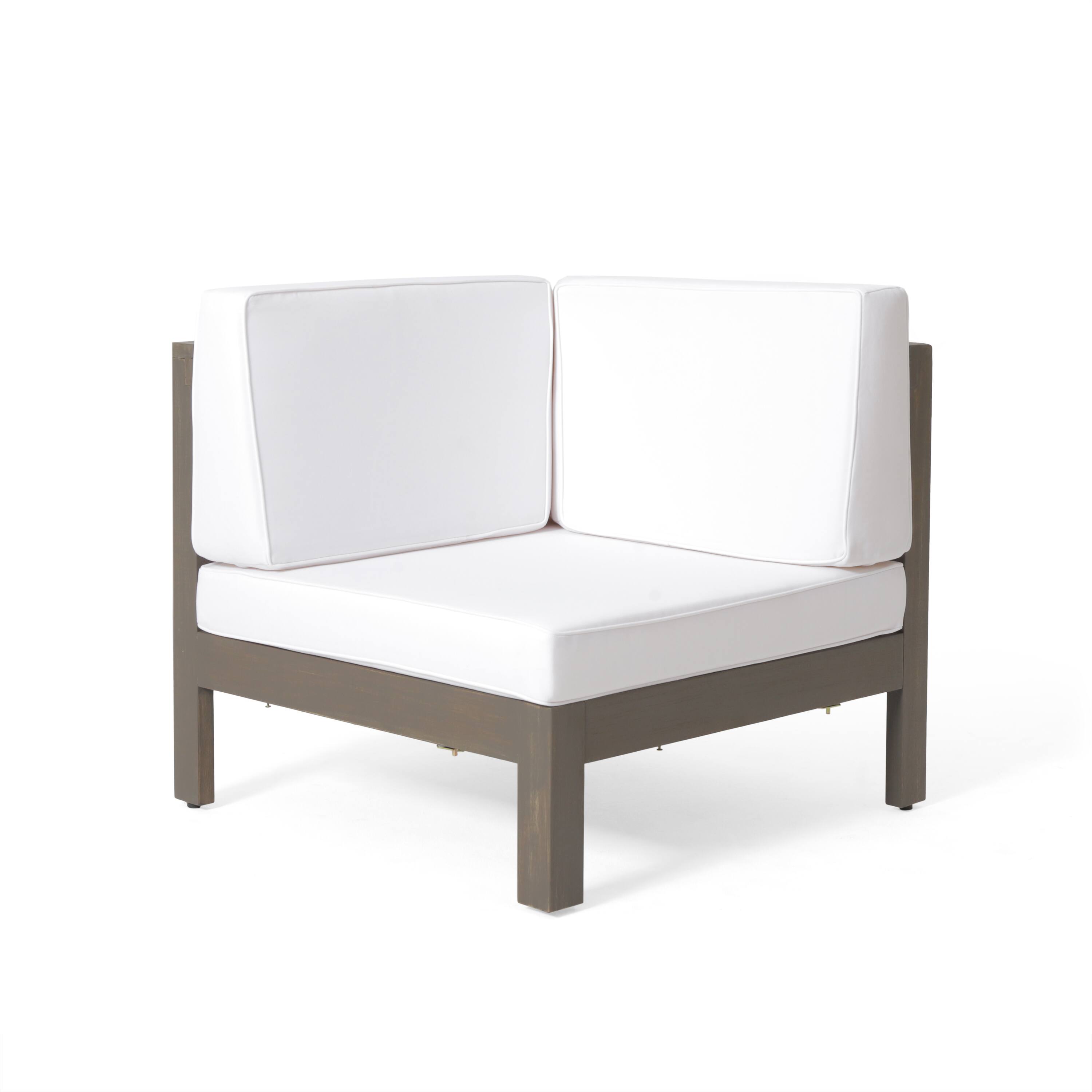 Alt View 7. Siljoy - OANA OUTDOOR WOODEN SECTIONAL SET WITH CUSHIONS, WHITE - White.