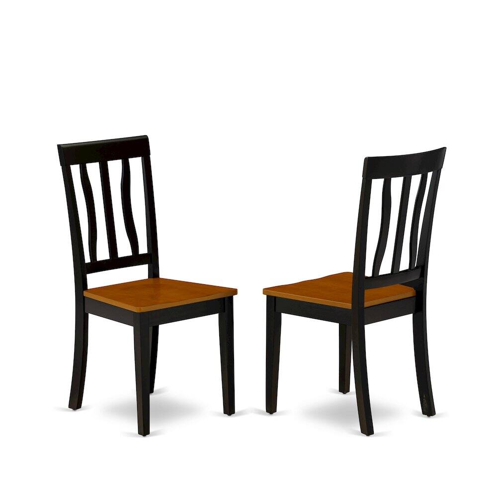 Left. East West Furniture - 6 PC Kitchen table set with bench-Kitchen Tables and 4 Wood Kitchen Chairs Plus bench - Black & Cherry.