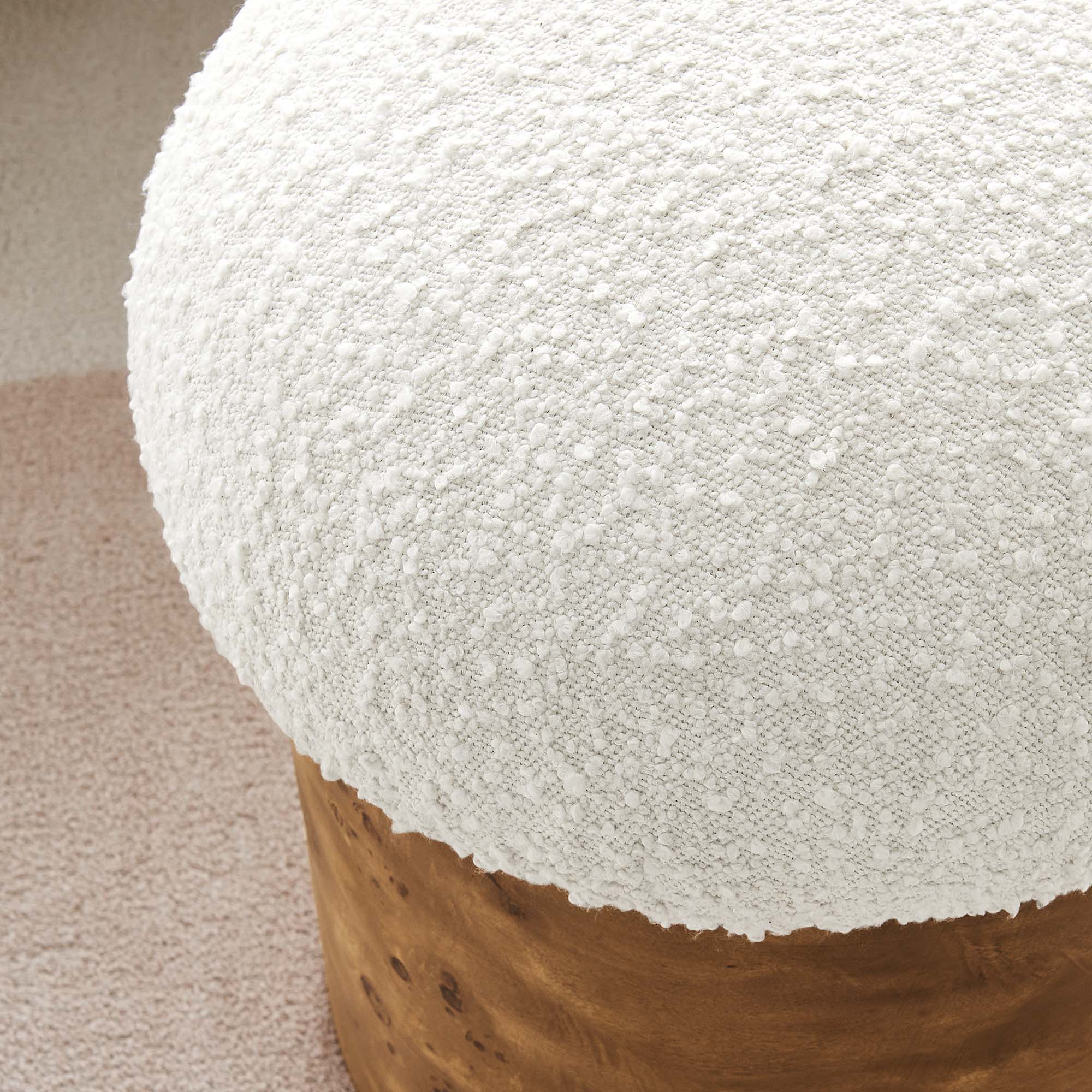 Alt View 2. Modway - Breeze Boucle Upholstered Ottoman by Modway - Ivory Burl.