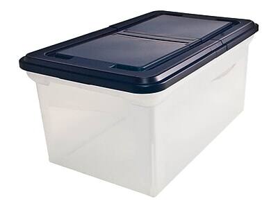 Front. Advantus - Advantus Extra Capacity File Storage Box with Lid, Letter Size, Clear/Navy (AVT-55797) - Clear/Navy.
