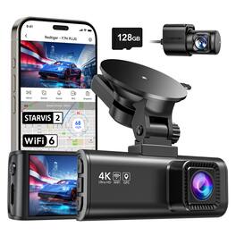 REDTIGER - 4K Dash Cam, STARVIS 2, 5.8GHz WiFi, GPS, WDR Night Vision, 128G Card - Black