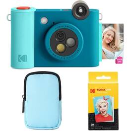 Kodak - Smile+ 2-in-1 Instant Camera & Bluetooth Printer Starter Bundle w/ Deluxe Case - Blue