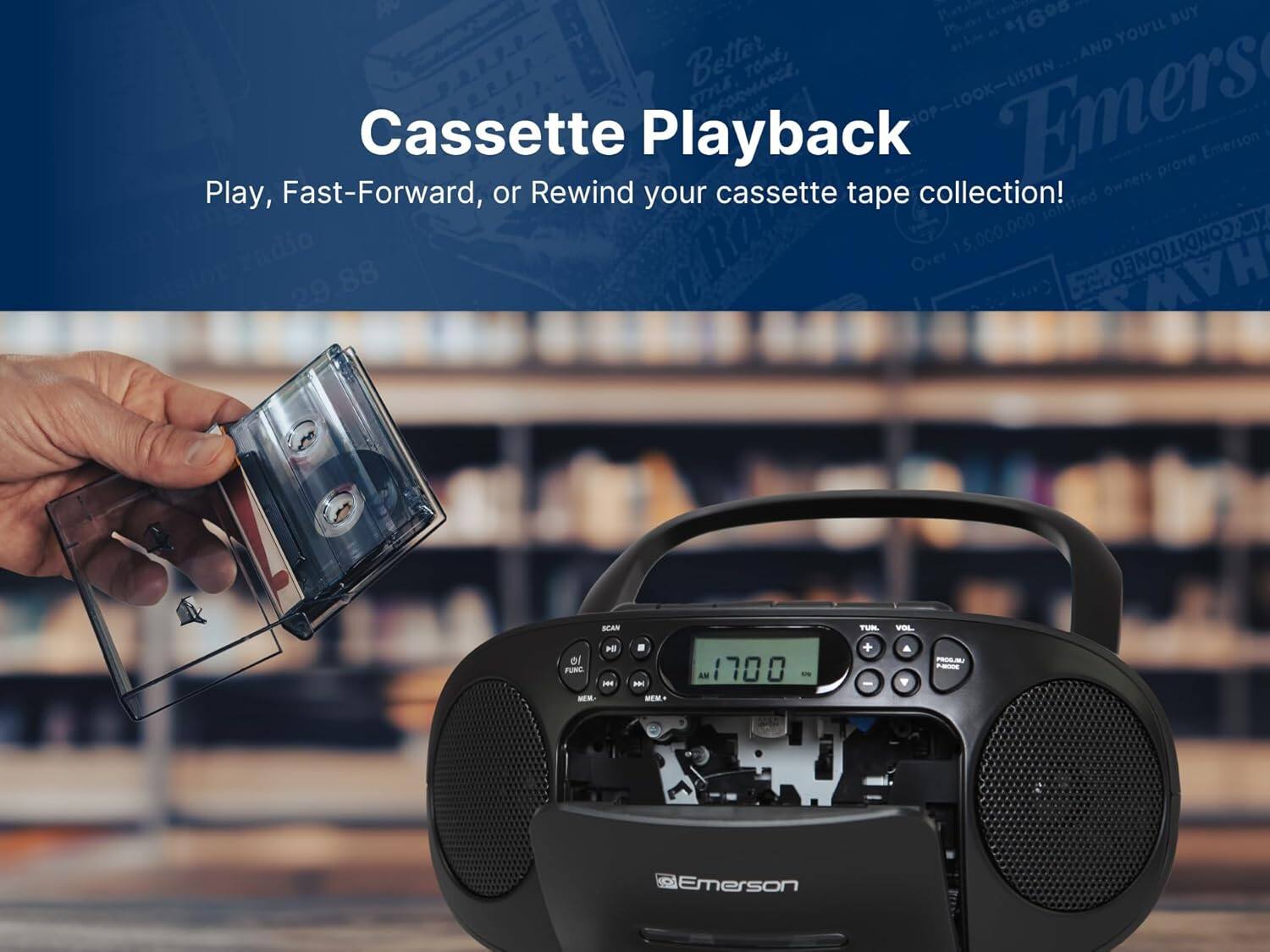 Cassette Playback

Play, Fast-Forward, or Rewind your cassette tape collection!