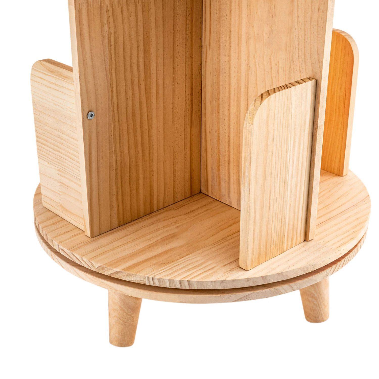 Back. Home Collection - 360° Rotating Bookshelf 2-Tier Bookcase Storage Shelf - Walnut.