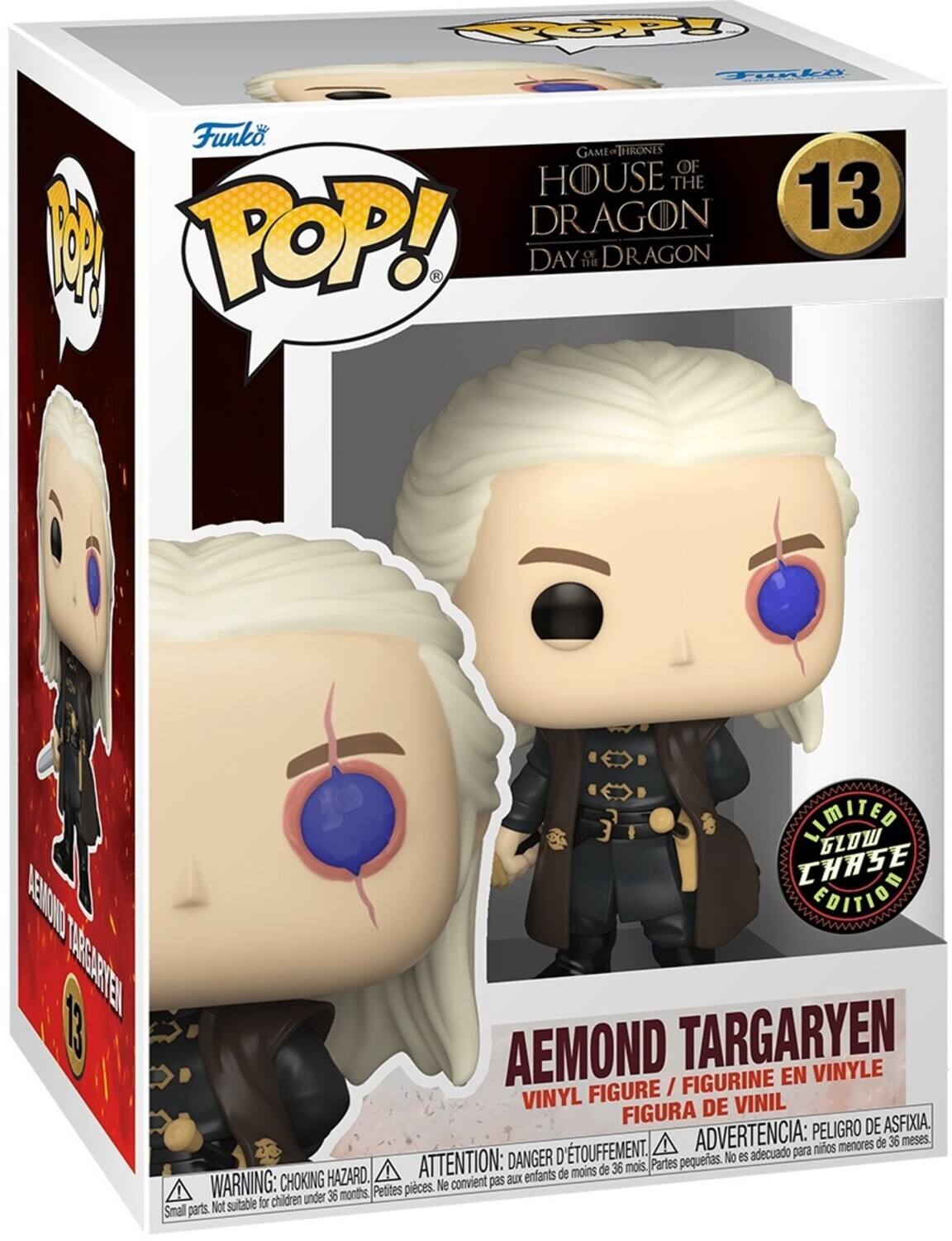 POP! Funko POP! GAME THRONES OF HOUSE THE DRAGON M POP! R DAY THE OF DRAGON 13 LIMITED GLOW CHASE MESMOND FOITION TARIGANTEN 13 AEMOND TARGARYEN FIGURINE EN VINYLE FIGURE I VINYL DE VINIL FIGURA ASFIXIA ADVERTENCIA: PELIGRO DE menores de 36 meses. D'TOUFFEMENT. adecuado para nios ATTENTION: DANGER Partes pequeras. No es de moins de 36 mois. WARNING: CHOKING HAZARD. convient pas aux enfants Petites pieces. Ne children under 36 months Not suitable for Small parts
