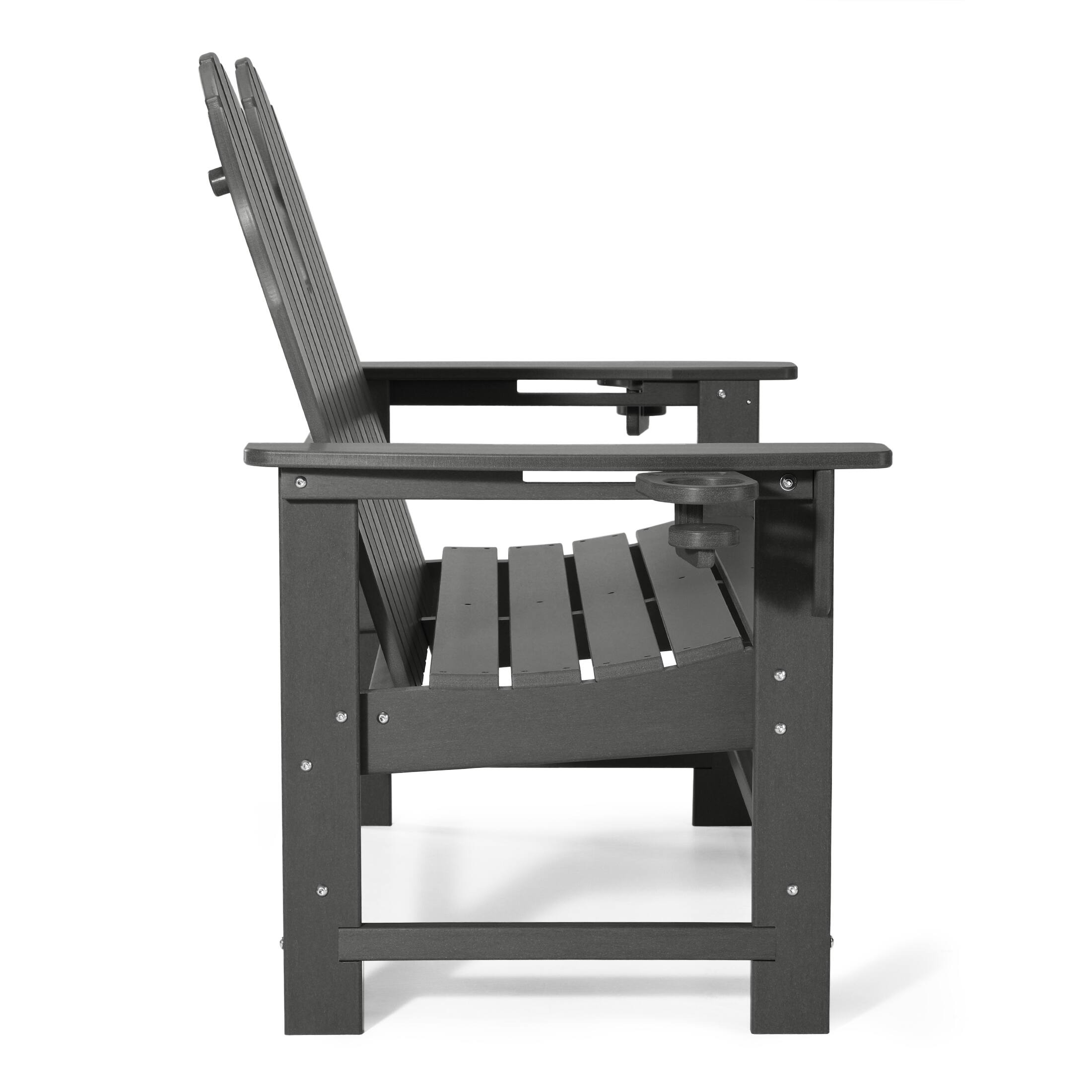 Left. WestinTrends - WestinTrends St. Augustine Outdoor Patio 49" HDPE Adirondack Garden Bench - Gray.