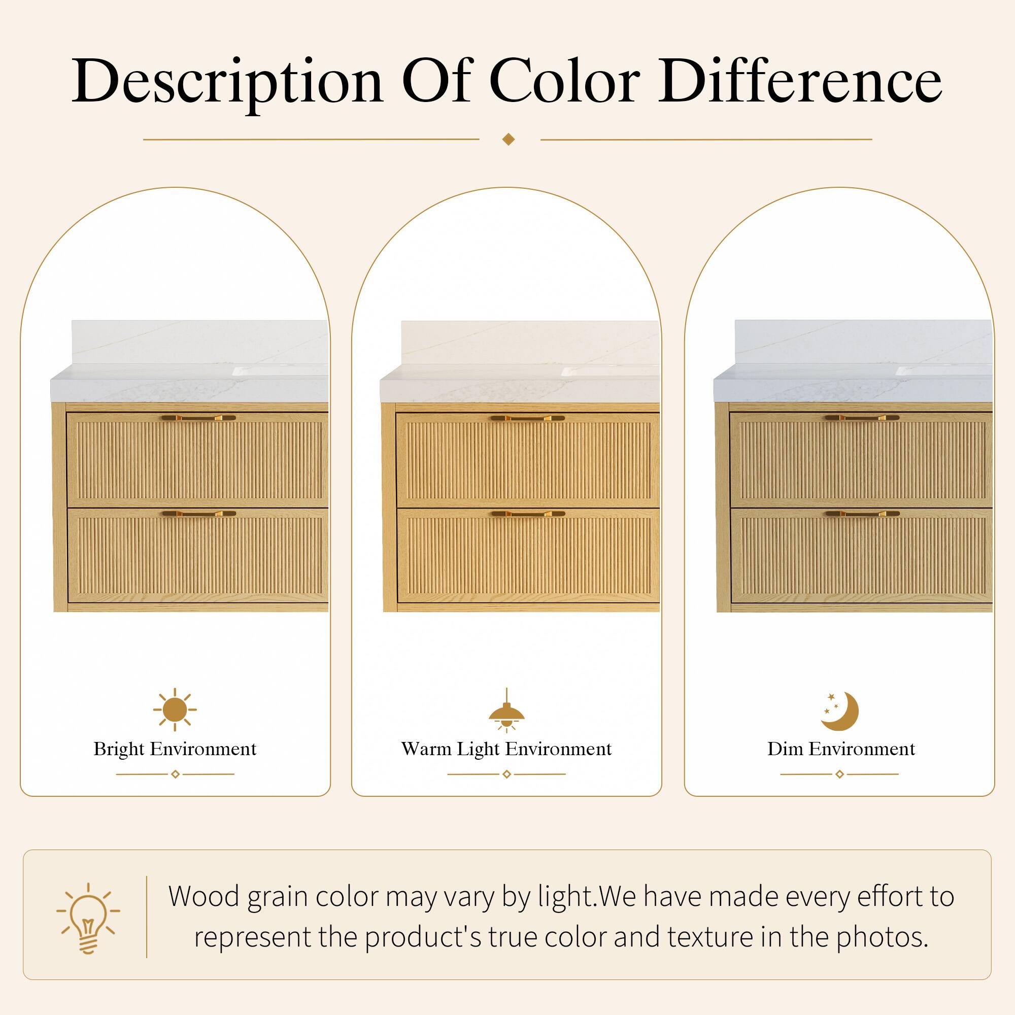 Description Of Color Difference

Bright Environment Warm Light Environment Dim Environment

Wood grain color may vary by light. We have made every effort to represent the product's true color and texture in the photos.