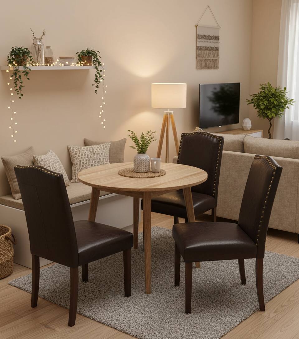 Angle. AOITUN - Elegant Dining Chairs Set of 2 Upholstered Leather for Daily Comfort - Ideal for Dining Room and Kitchen - Brown.