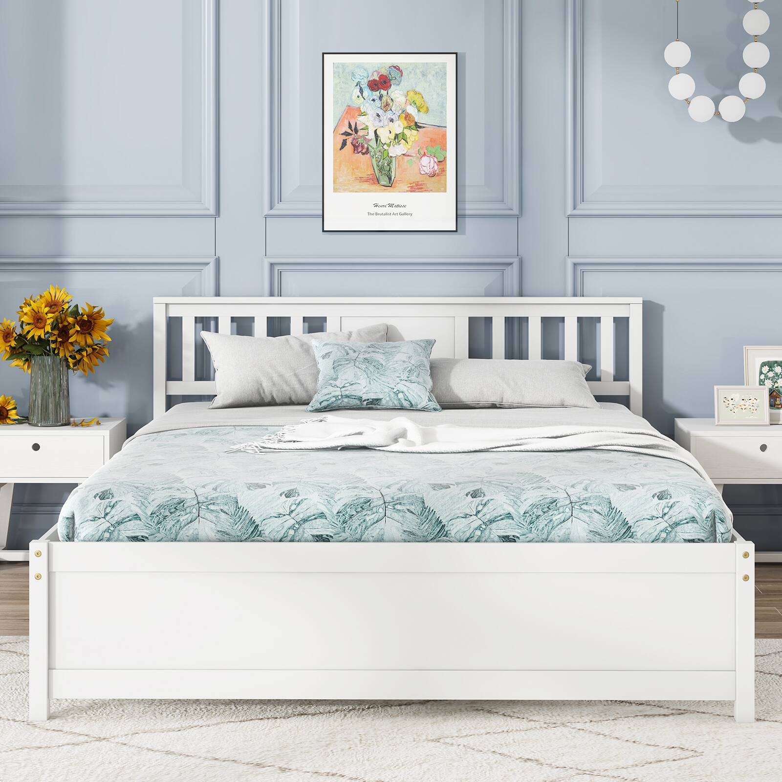 Alt View 4. Gymax - Gymax Queen Size Bed Frame w/ Headboard Wood Slat Support No Box Spring Needed - Queen.