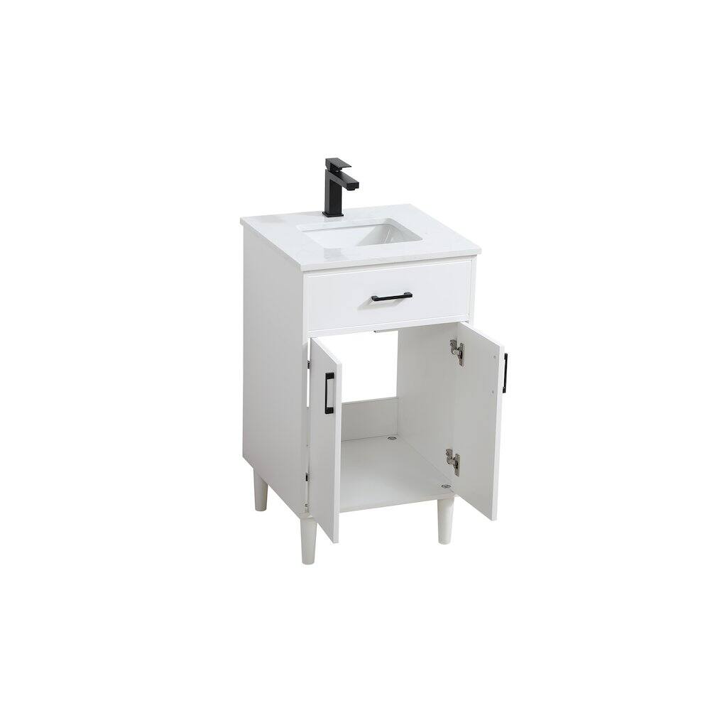 Alt View 1. Elegant Kitchen and Bath - Chandler 20 Inch Single Bathroom Vanity In White - White.