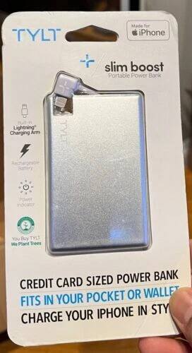 TYLT - +Slim Boost Portable Power Bank Credit Card Sized Battery Pack - Silver